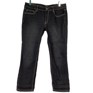 White House Black Market Cropped Ankle Jeans Black Contrast Stitching Size 12